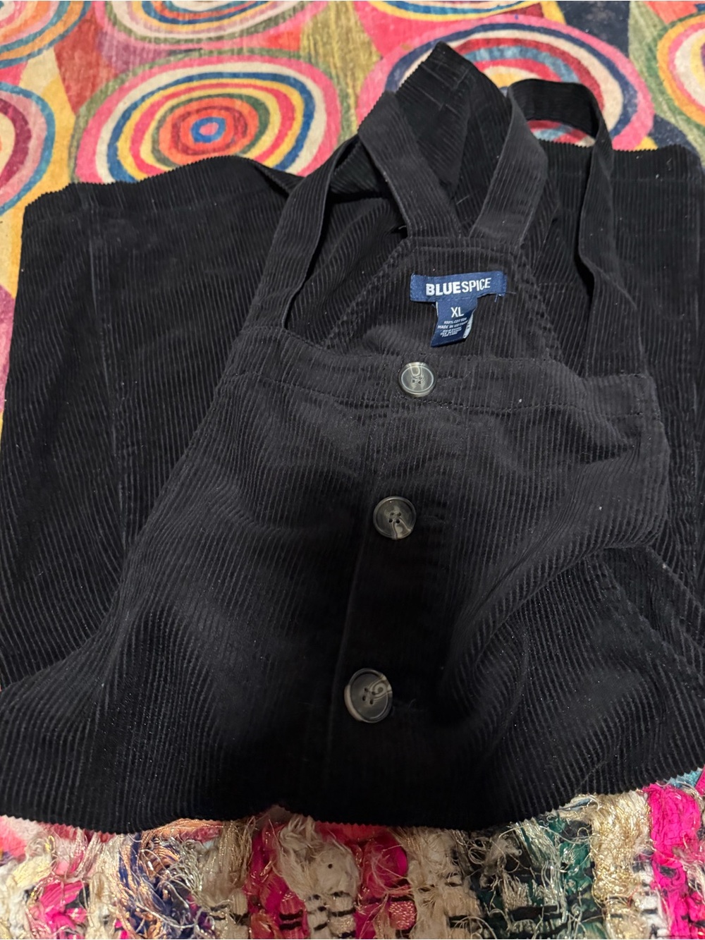 Blue Spice woman’s Black Corduroy Overalls dress